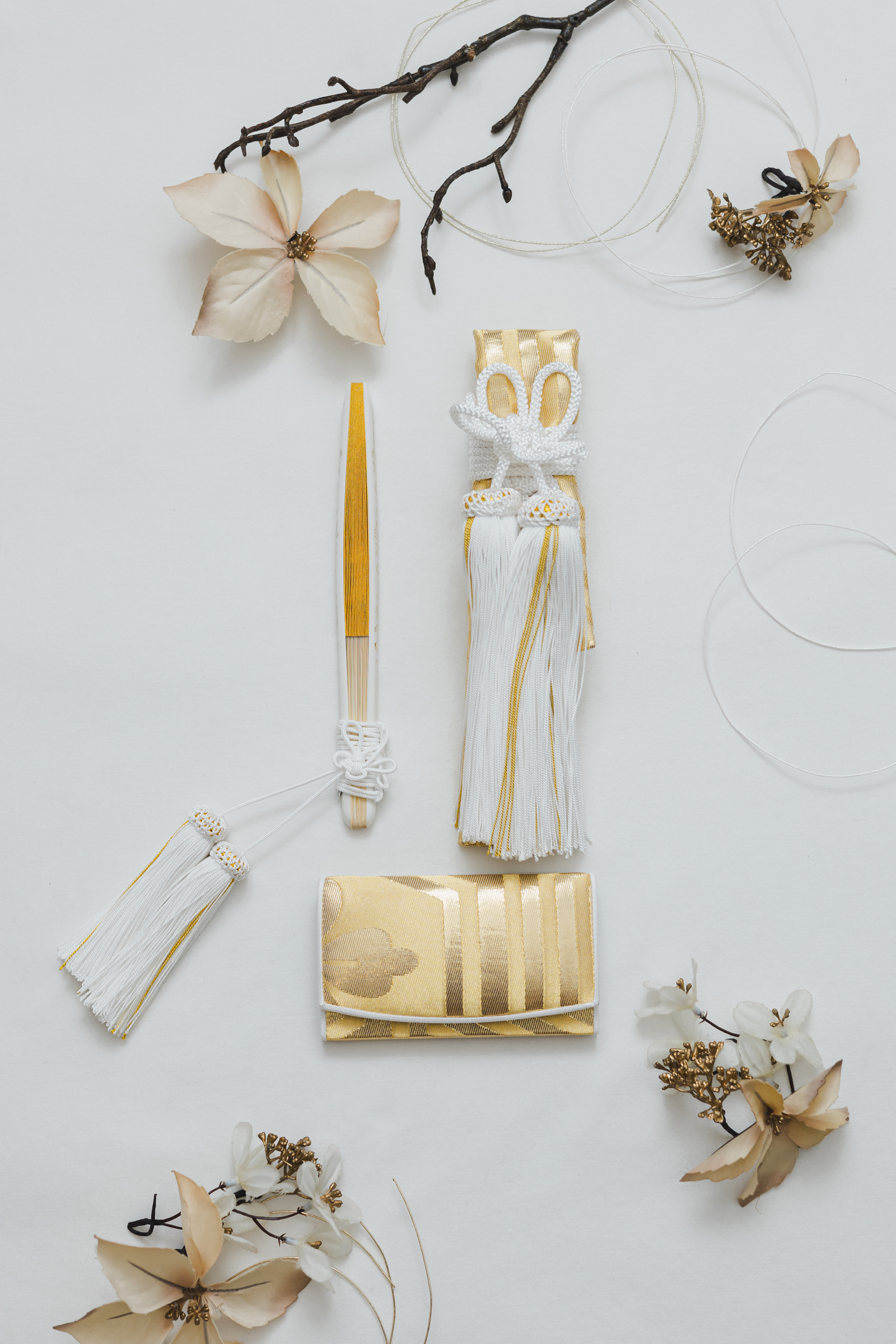 和装小物5点セット　花柄ゴールド「OP3_040」スライド1